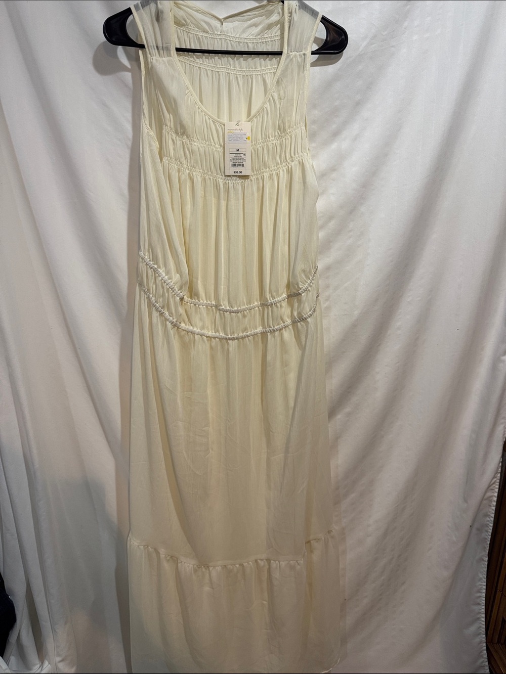 a new day Cream Tiered Smocked Maxi Dress
